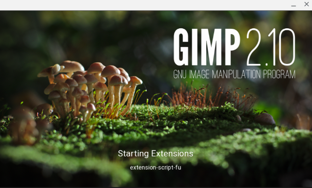 クリックするとターミナルとGIMPが表示されます。GIMPをクリックして起動します。